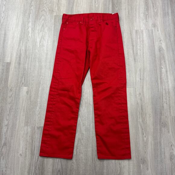 Levis Original Fit Jeans Men's 35x32 Red Denim Pants Button Fly Western Rodeo - Picture 1 of 11